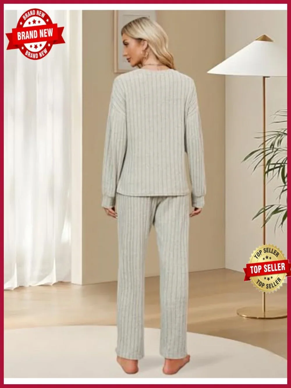 Women's Fleece Pajama Set Long Sleeve Lounge with Pockets